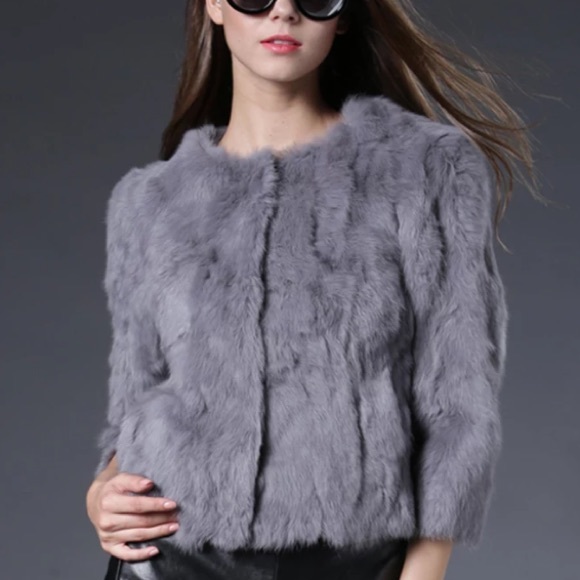 Jackets & Blazers - Grey Short Faux Fur